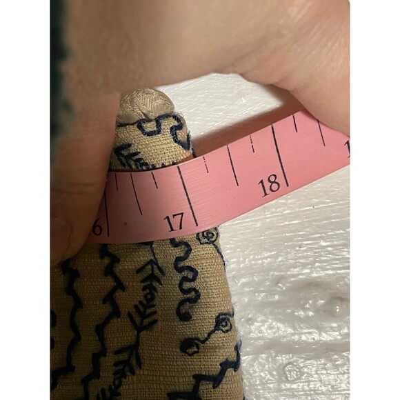 Vintage Talbots All Over Embroidered Chino Pant Linen Blend Navy Tan Chic 12 - Picture 12 of 14